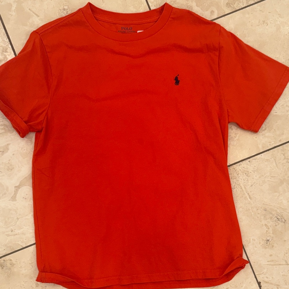 Polo by Ralph Lauren Bright orange Kids Crewneck Tee with Navy Logo